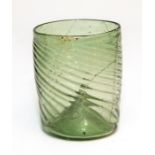 A green glass beaker with high internal kick, German, circa 1450-1500 Condition: professionally