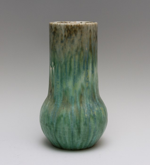 A Ruskin green crystalline glazed baluster vase, impressed marked and dated 1933, height 27cm - Image 3 of 4