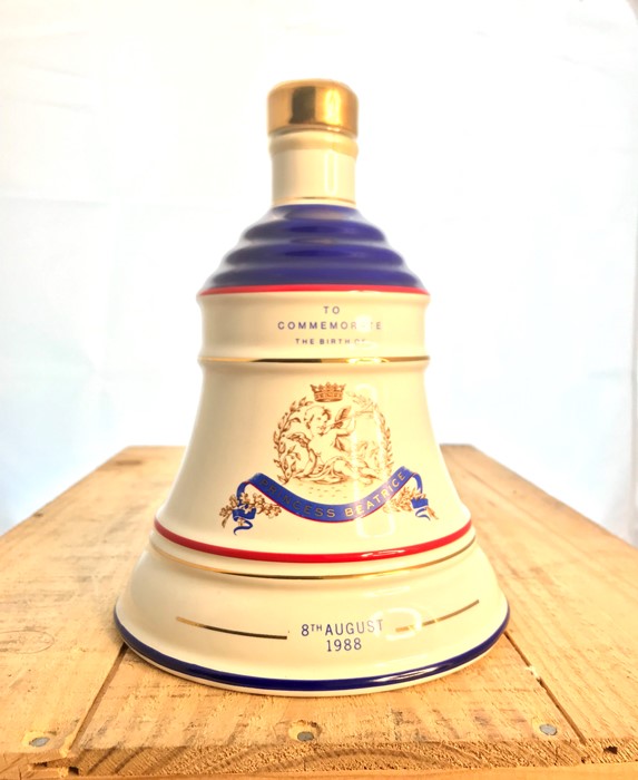 Two Bell's Old Scotch Whiskies, presentation decanters in original drum packaging, Princess