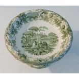 An early nineteenth century green and white transfer printed Spode Aesop's Fables series footed