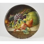 A Copeland porcelain wall plaque, signed by Charles Hurten, depicting a still life fruit study,