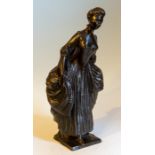 A French bronze figure of a lady, signed, 53cm high