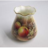 A Royal Worcester Vase, painted with Fruit Signed by Freeman. Shape G957. Date: coded 1939   Black