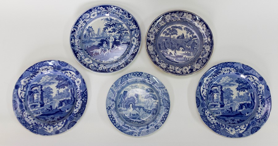 A collection of early nineteenth century blue and white transfer printed wares, circa 1815-30.