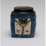 A Troika jam pot, textured design, maker's mark of Tina Doubleday, height 9cm