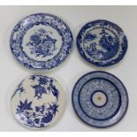 A group of early nineteenth century blue and white transfer printed iron stone plates, circa 1810-