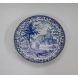 An early nineteenth century Don Pottery blue and white transfer printed footed cheese stand, circa