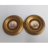 A pair of Royal Worcester Miniature Plaques, painted with Pheasants Signed Jas Stinton. Mounted in