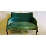 A 19th Century mahogany salon sofa, raised on cabriole legs; a similar bedroom chair (2)
