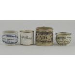 A group of four early nineteenth century blue and white transfer printed child's or toy wares, circa