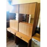 A 1970s teak veneered wall unit, comprising multiple sections, plus other pieces, (6)