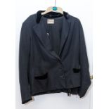 A 1940's wool jacket, black, made by Drewry, sold at Nichols of Tynemouth, fitted jacket pockets,