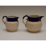 Two small Chetham and Woolley feldspathic stoneware jugs, circa 1810. Each is decorated with a