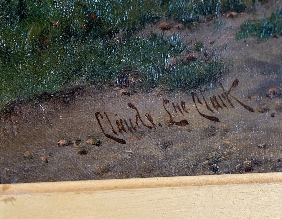 Claude L. Clark (British, 19th Century), pastoral scene with cows and geese, signed l.l., oil on - Image 3 of 3