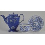 An early nineteenth century blue and white transfer printed Spode Marble or Cracked Ice and Prunus