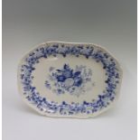 An early nineteenth century blue and white transfer printed Spode platter, circa 1825. It is