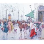 Juan Soler (Spanish, 1950), A Parisienne Departure, signed l.l., oil on canvas, 45 by 52cm,