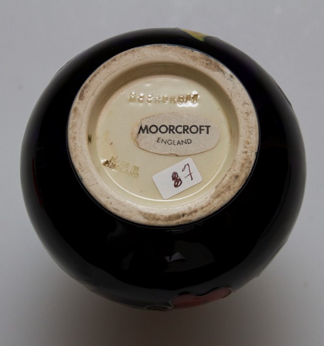 A Moorcroft hibiscus small baluster vase, impressed marks and Moorcroft paper label, height 13cm - Image 4 of 4