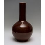 A 19th Century Chinese brown flambe bottle vase, crackle glaze to the interior and base, unmarked,