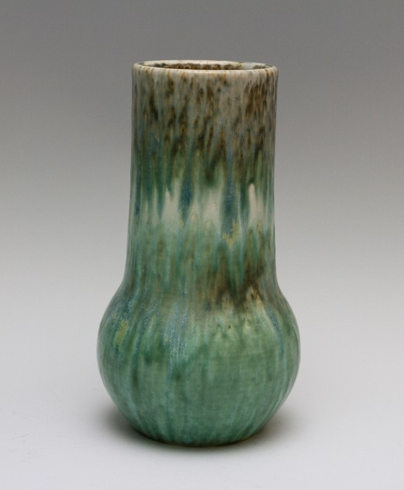 A Ruskin green crystalline glazed baluster vase, impressed marked and dated 1933, height 27cm
