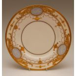 A mid-twentieth century Minton Bone China Pate Sur Pate plate finely decorated with raised gilding