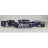 A collection of eight early nineteenth century blue and white transfer printed Turner tea wares, c.