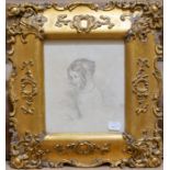 British School, circa 1830, portrait of a young lady, half length, pencil, 19 by 16.5cm, gilt frame