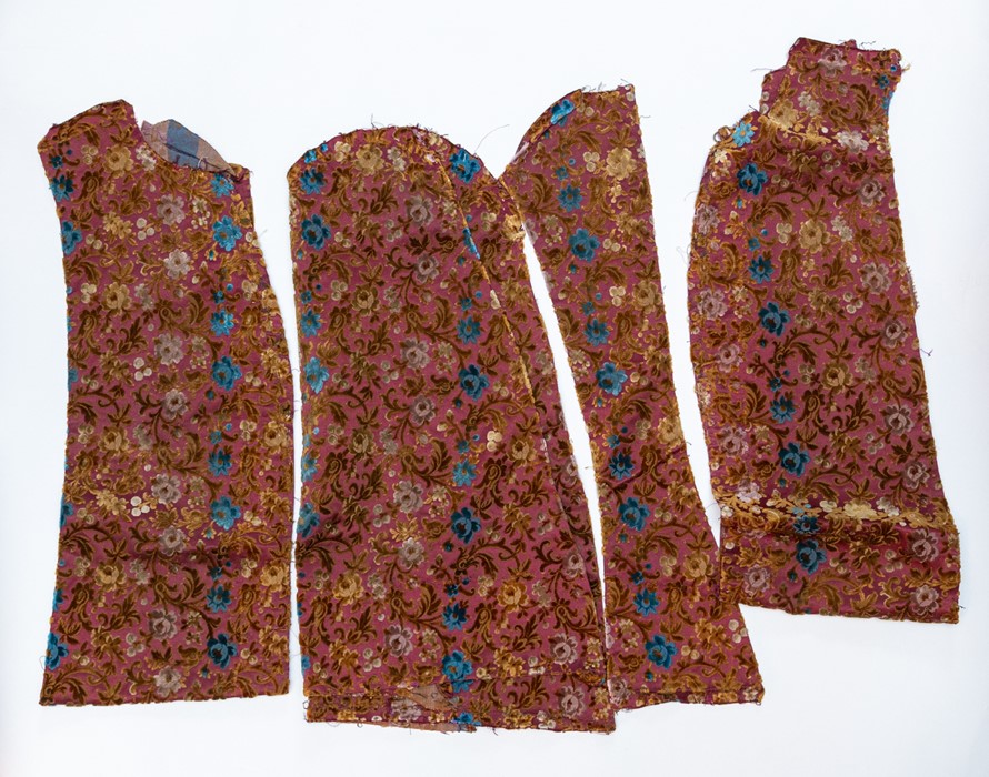 Pieces of a gentlemen's long floral waistcoat, deconstructed c.1800/1810 (1)