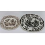 A group of mid nineteenth century transfer printed platters, circa 1830-40. Included: A large