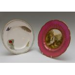 Two nineteenth century porcelain plates, circa 1850-80. Included: a puce ground plate with gilded