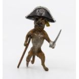 Franz Xaver Bergman (Austrian, 1861-1936), a cold painted bronze figure of a pug dog pirate, with