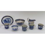 A group of early nineteenth century blue and white transfer printed Newhall porcelains, circa 1810-