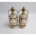 A pair of fine Wedgwood Imari Style Twin Handled Vases and Covers. Date: 1880 Size: 20cm high