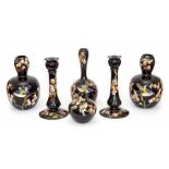 A group of Bretby art pottery 'cloisonne' decorated wares to include: a pair of candlesticks and