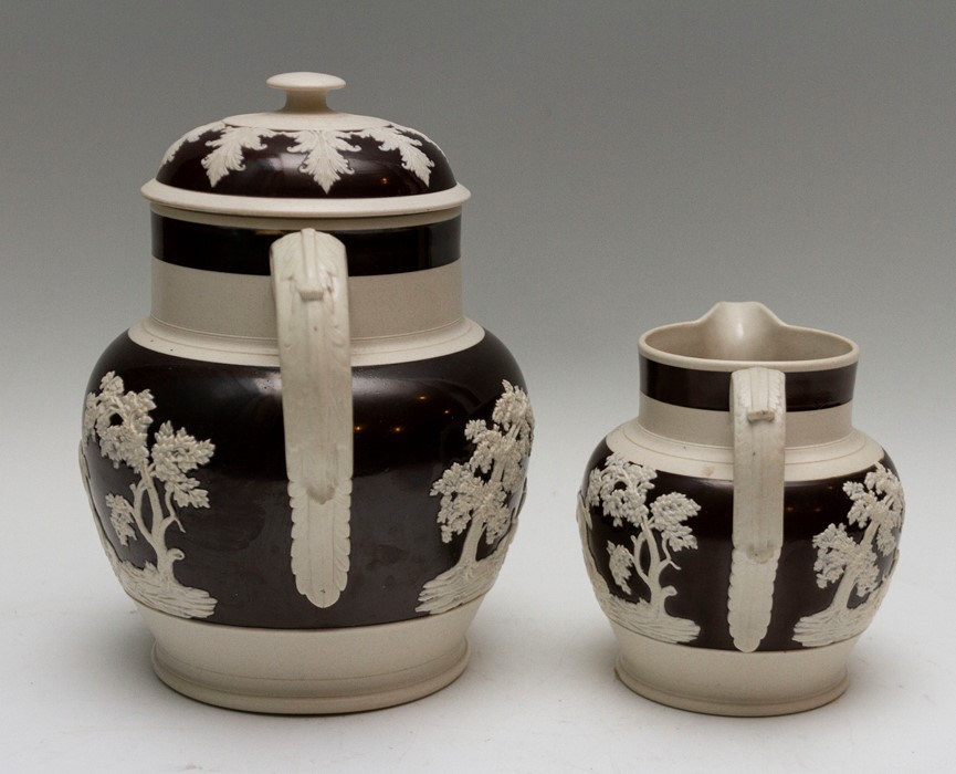 Two early nineteenth century Chetham and Woolley feldspathic stoneware jugs, circa 1810-20. Both - Image 2 of 4
