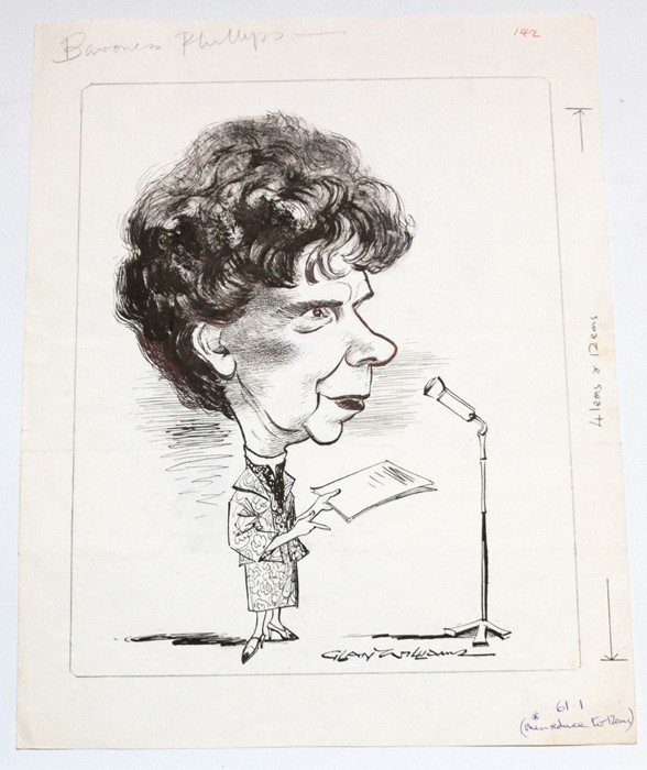 Glan Williams (1911-1986), collection of 14 original ink cartoons/caricatures