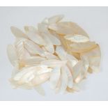 Approximately seventy 19th Century Chinese mother of pearl gaming counters, all carved, mainly