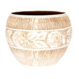 A Bretby Art Pottery moulded ivory ground jardiniere with rose decoration. Indistinct model