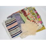 A collection of scarves in silk to include Deco design in different colours 1940/50s (11)