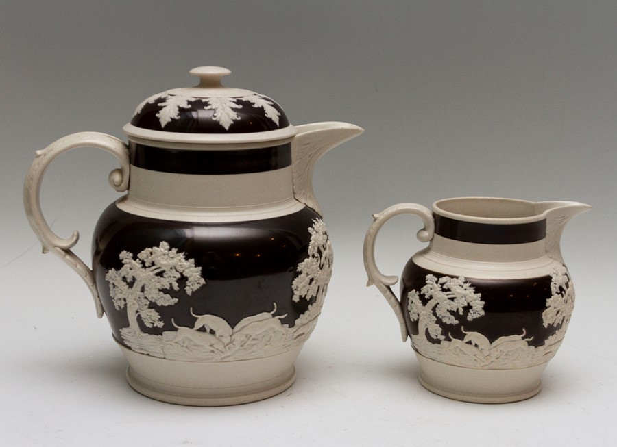 Two early nineteenth century Chetham and Woolley feldspathic stoneware jugs, circa 1810-20. Both - Image 3 of 4