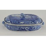 An early nineteenth century Masons blue and white transfer printed three-piece warming dish, circa