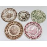 A collection of early nineteenth century transfer printed plates, circa 1820-40. Included: A Spode