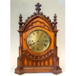 Kippax, Retford, a mid 19th Century musical oak bracket clock of Gothic Revival design, the arched