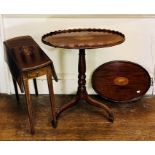 An Edwardian small mahogany Pembroke table, circa 1905, with satinwood shell inlay decoration,