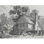 Collection of 19th-century architectural/topographical etchings from The Cottages and Farm-Houses of