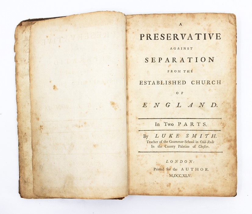 Smith, Luke. A Preservative Against Separation from the Established Church of England, two parts - Image 2 of 2