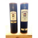 Two bottles of 1990's 10 year old Aberlour Single Highland Malt Scotch Whisky in original tubes.