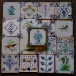 A group of seventeenth century Dutch tin-glazed delftware blue and white hand painted tiles, 1620-
