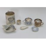 A group of late nineteenth century blue and white transfer printed wares, circa 1870-90. Comprising: