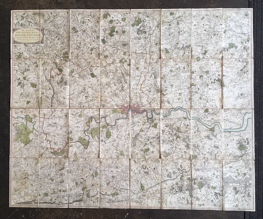 Faden, William (1749-1836). George III period map of London, 1795. Hand-coloured copper engraving on - Image 3 of 6